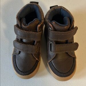 Kids Brown Leather Velcro Shoes
